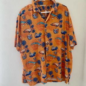 Paradise Collection Mens Hawaiian Aloha Camp Shirt 100% Silk Orange XXL